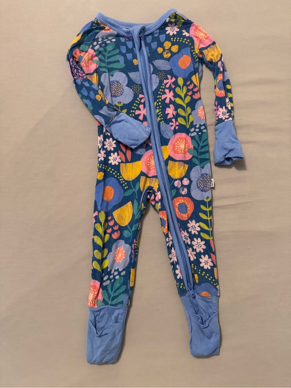 Little Sleepies Blue Floral Zip Footed One-Piece
